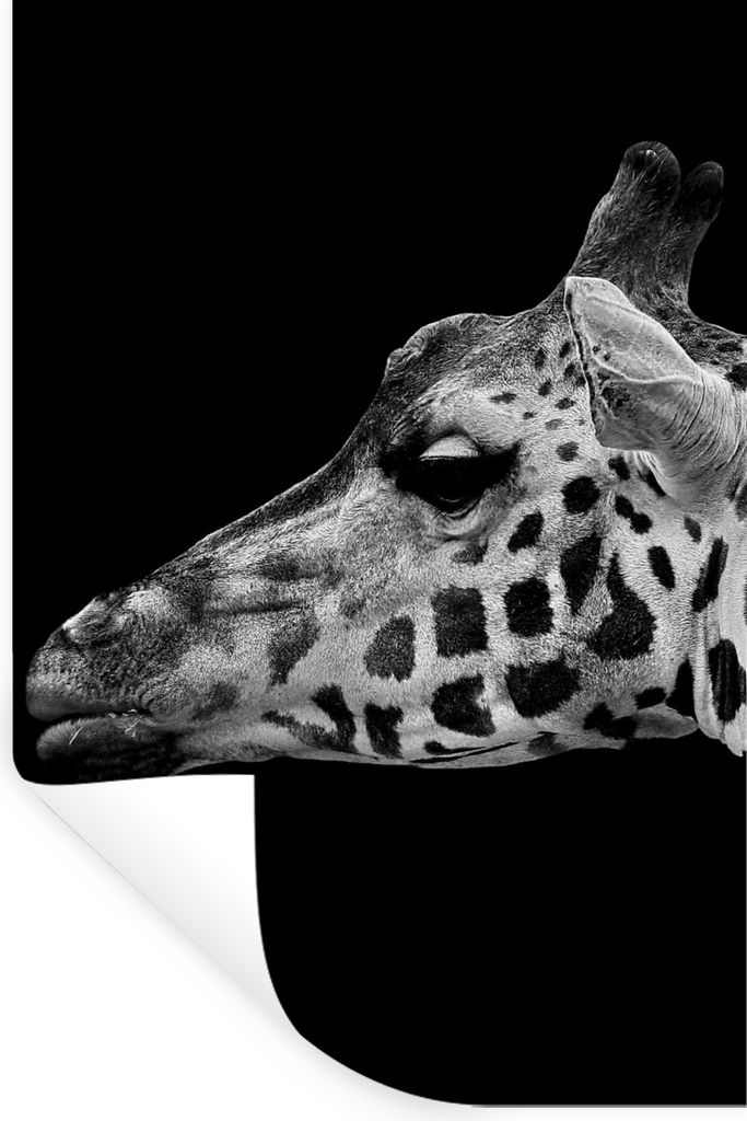 MuchoWow Wandtattoo Wandsticker Wandaufkleber Tiere - Giraffe - Schwarz - Weiß 60x90 cm Selbstklebend und Repositionierbar - Sticker - Dekorfolie