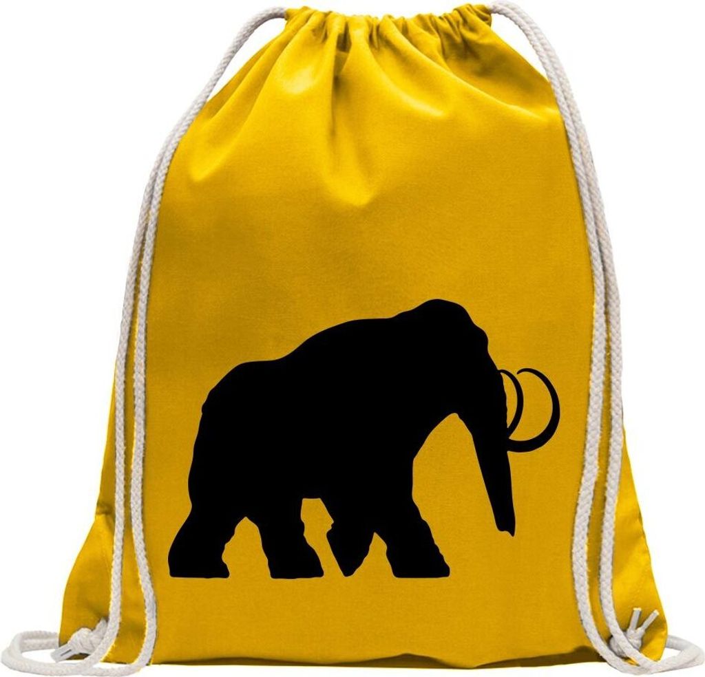 Kiwistar - Turnbeutel - gelb - Mammut Rüsseltiere Elefant - Fun Rucksack Sport Beutel Gymsack Baumwolle mit Ziehgurt