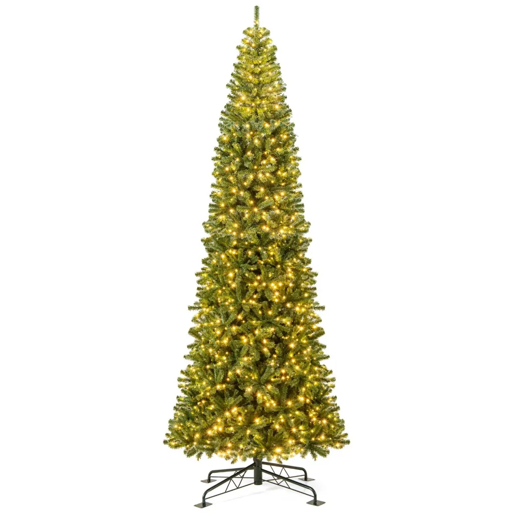 Sapin de Noël Artificiel 360 cm sans Perte d'Épines avec LED Blanc Chaud