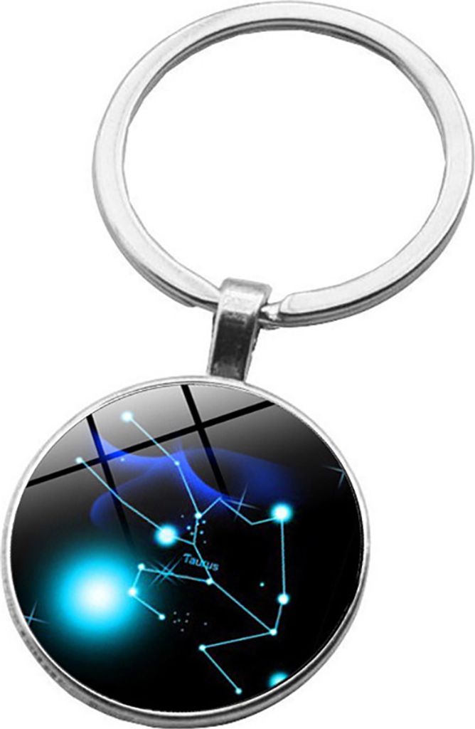 12 Sternbild Sternzeichen Runder Glas-Auto-Schlüsselanhänger-Halter Schlüsselanhänger-Anhänger-11#