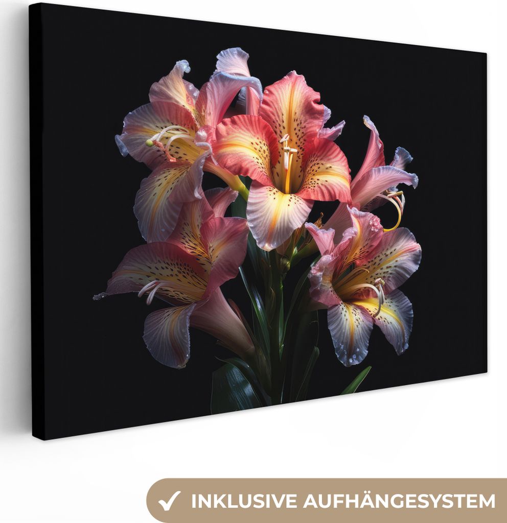 OneMillionCanvasses - Leinwandbilder - 150x100 cm, Tigerlilie - Blumen - Rosa - Natur - Porträt, Wandbilder Kunstdruck Wanddekoration - Foto auf...