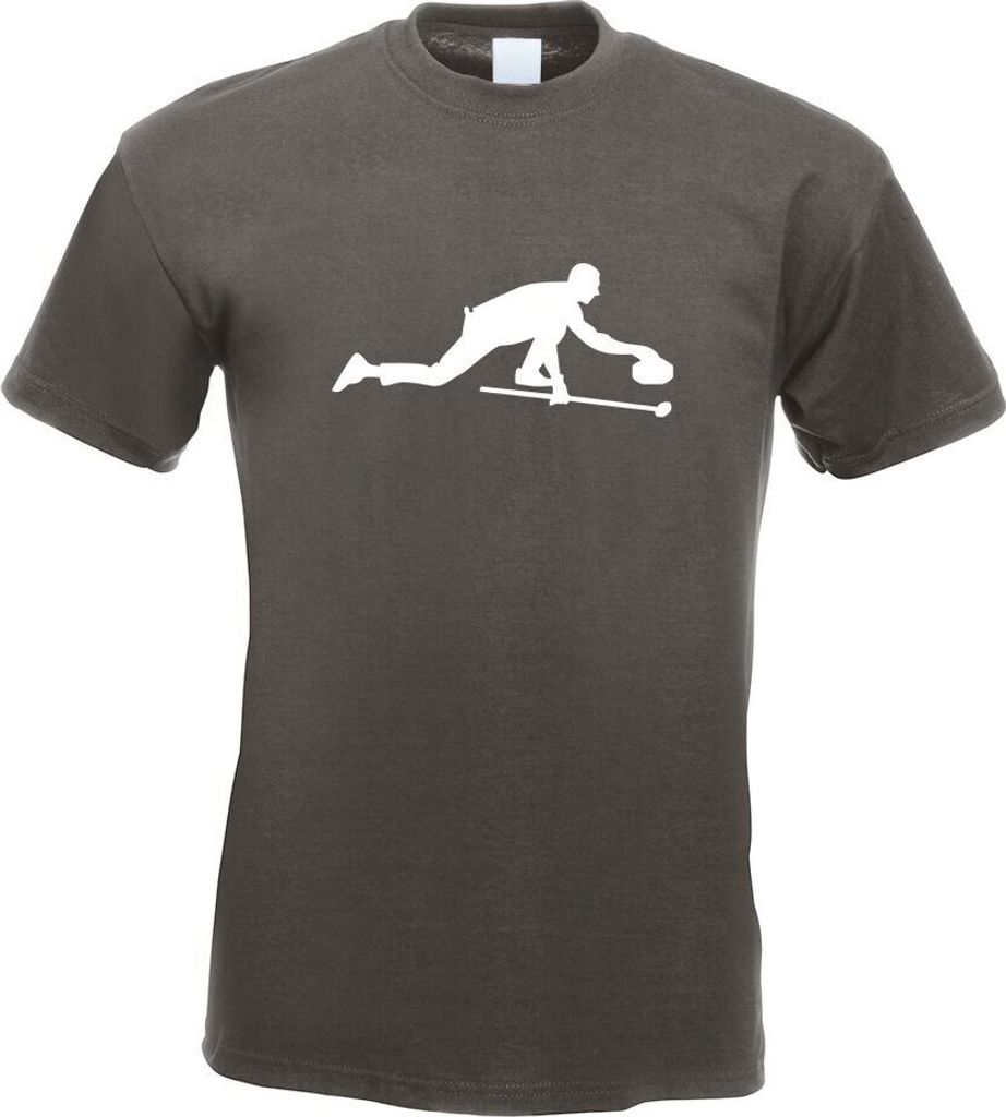 Kiwistar - T-Shirt - Graphit - Curling Spieler Curlingspieler Motiv Bedruckt Funshirt Design Print - mit Motiv Bedruckt - Funshirt Design - Sport -...
