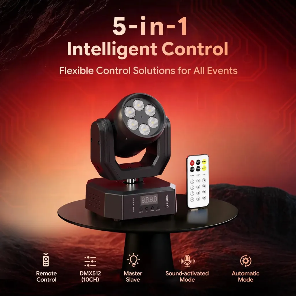 Lyre LED 60W RGBW DMX - Éclairage de Scène Automatisé sans Fil Lot de 4