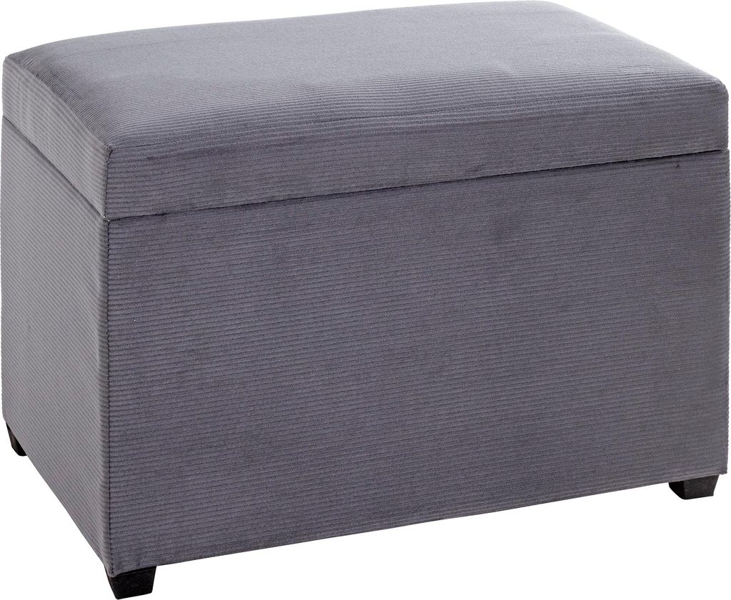 Pouf HAKU grigio - MDF, tessuto in velluto a coste, L/A/P: Immagine del prodotto 