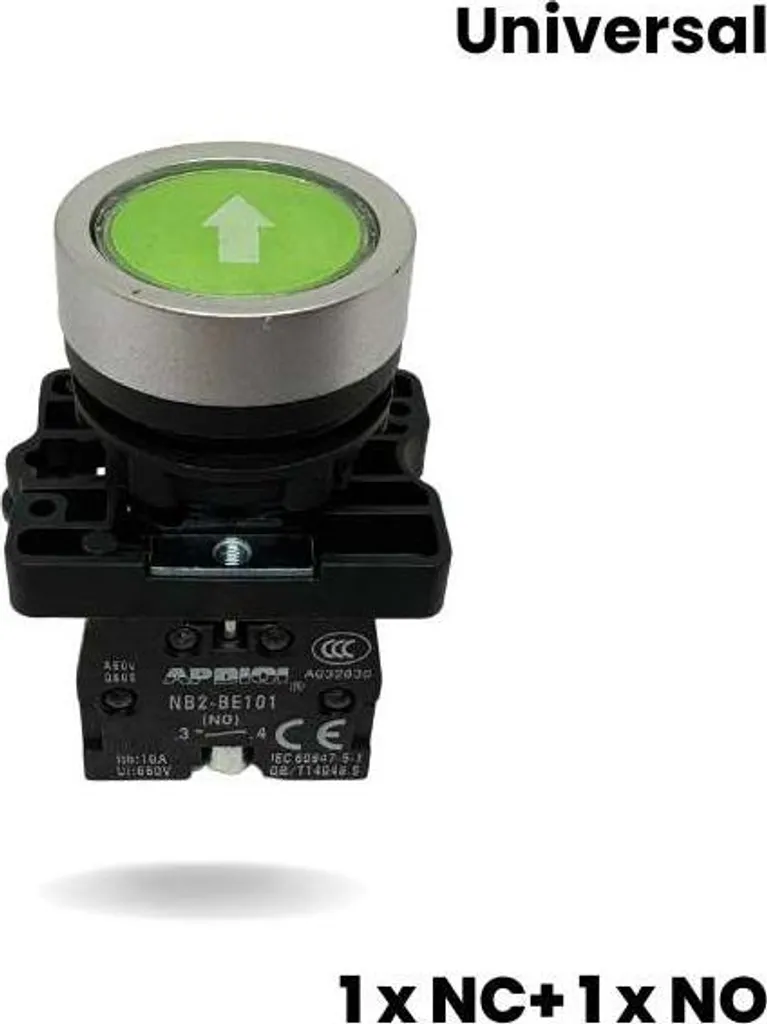 Commande de montée-descente pour treuil - Bouton vert 1 x NO et 1 x NC