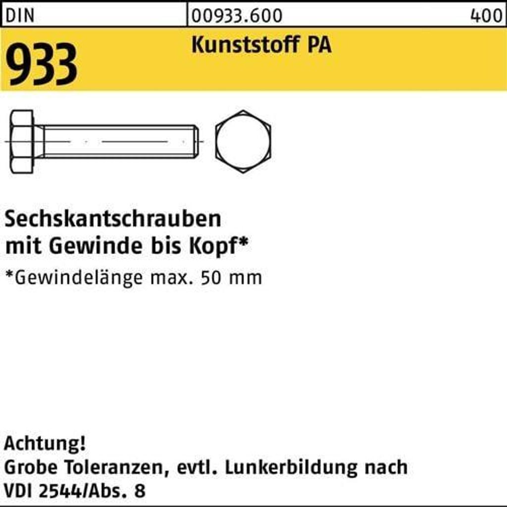 Reyher Sechskantschrauben DIN 933 Kunstst. M 10x25 PA (200 Stück)