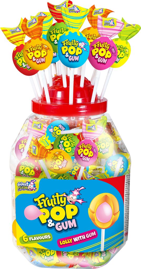 Fruity Pop Lollies mit Kaugummikern Produktbild 