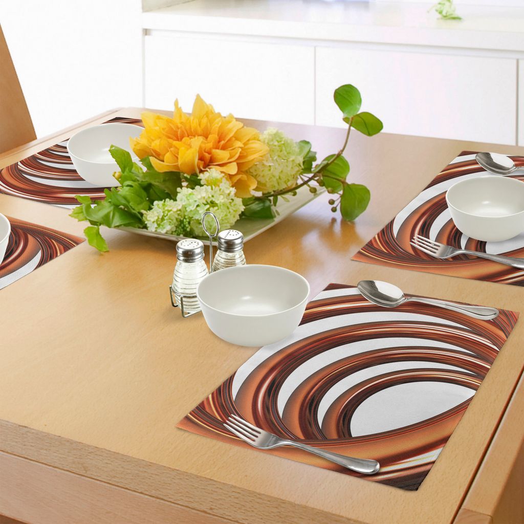 ABAKUHAUS Abstrakt Platzmatten, Helix-Spule kurvte gewundenes Rohr wirbelte Form auf weißem Hintergrund-Druck, Tiscjdeco aus Farbfesten Stoff für...