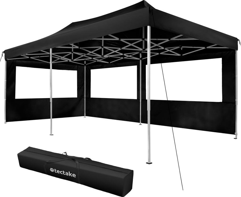 Tonnelle 6 x 3 m avec 2 rideaux - noir Image du produit 