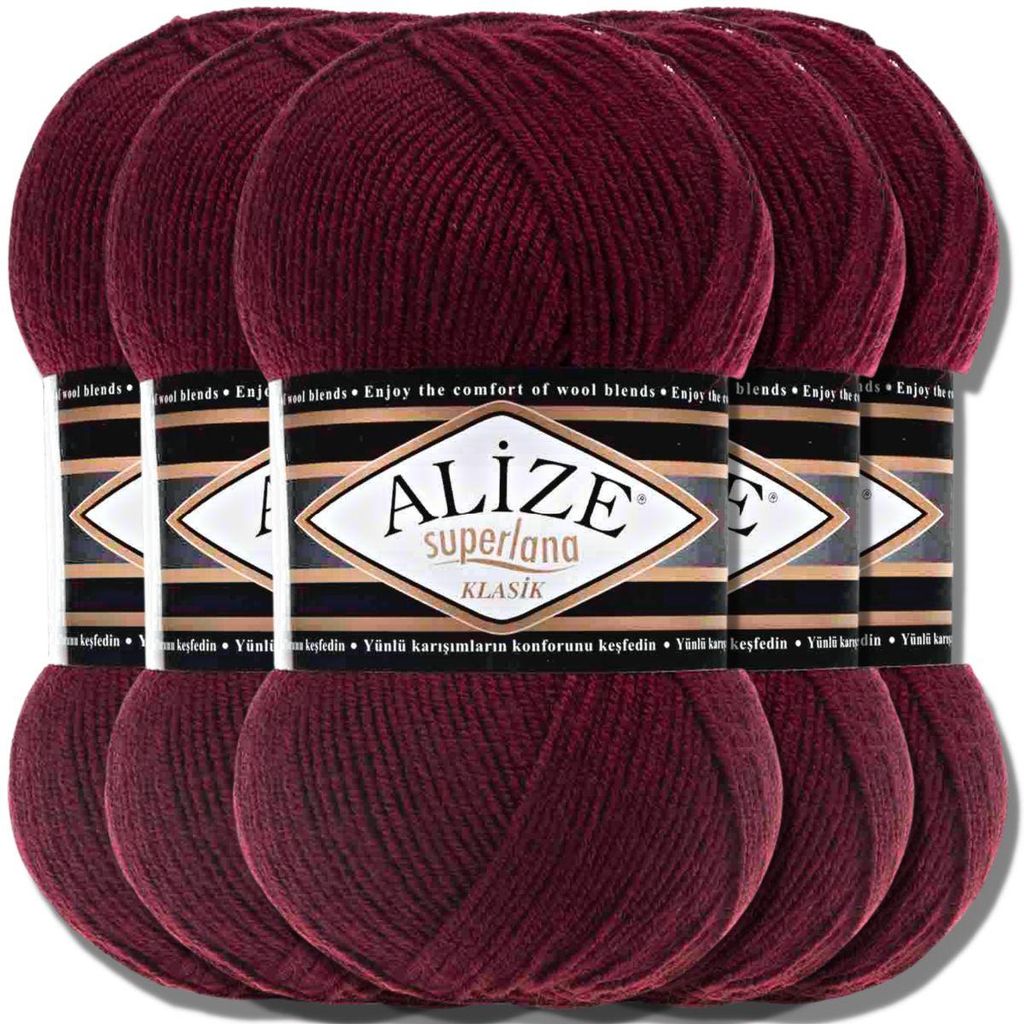 Alize 5x 100g Superlana Klasik Wolle, Uni, Häkeln, Stricken Produktbild 
