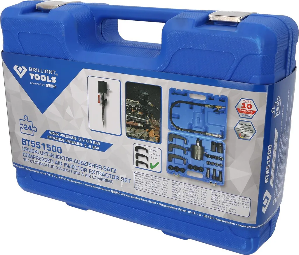 Estrattore Pneumatico Professionale per Iniettori Diesel - Set 24 Pezzi - 4