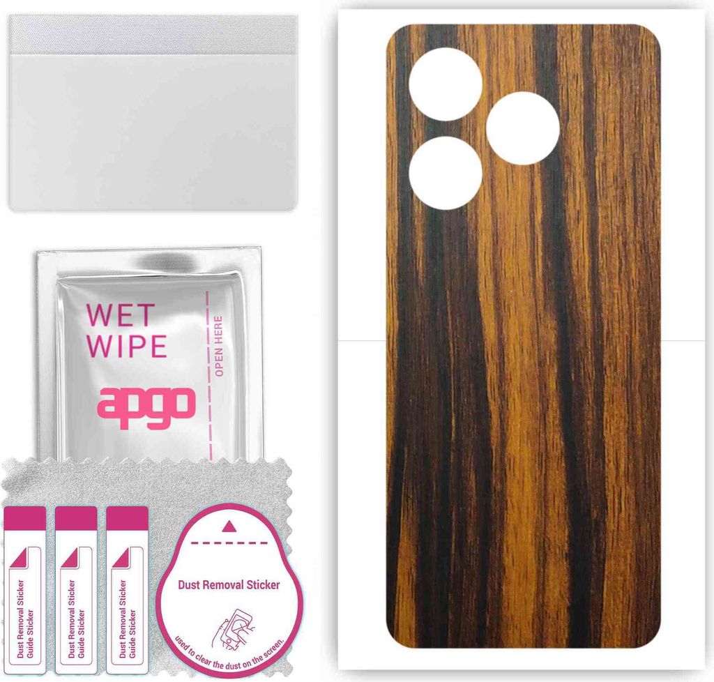 apgo Rückseite Schutzfolie, Skin, kompatibel mit Tecno Spark 10, Hinten Displayschutzfolie aus Vinylfolie, kratzfest, einfache Montage - Tigerwood