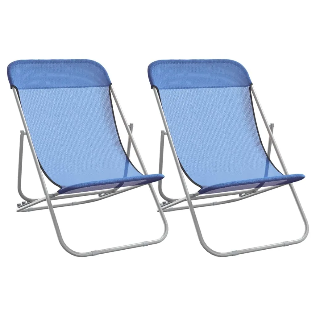 Sedie da spiaggia 2 pz. Textilene blu e acciaio verniciato a polvere
