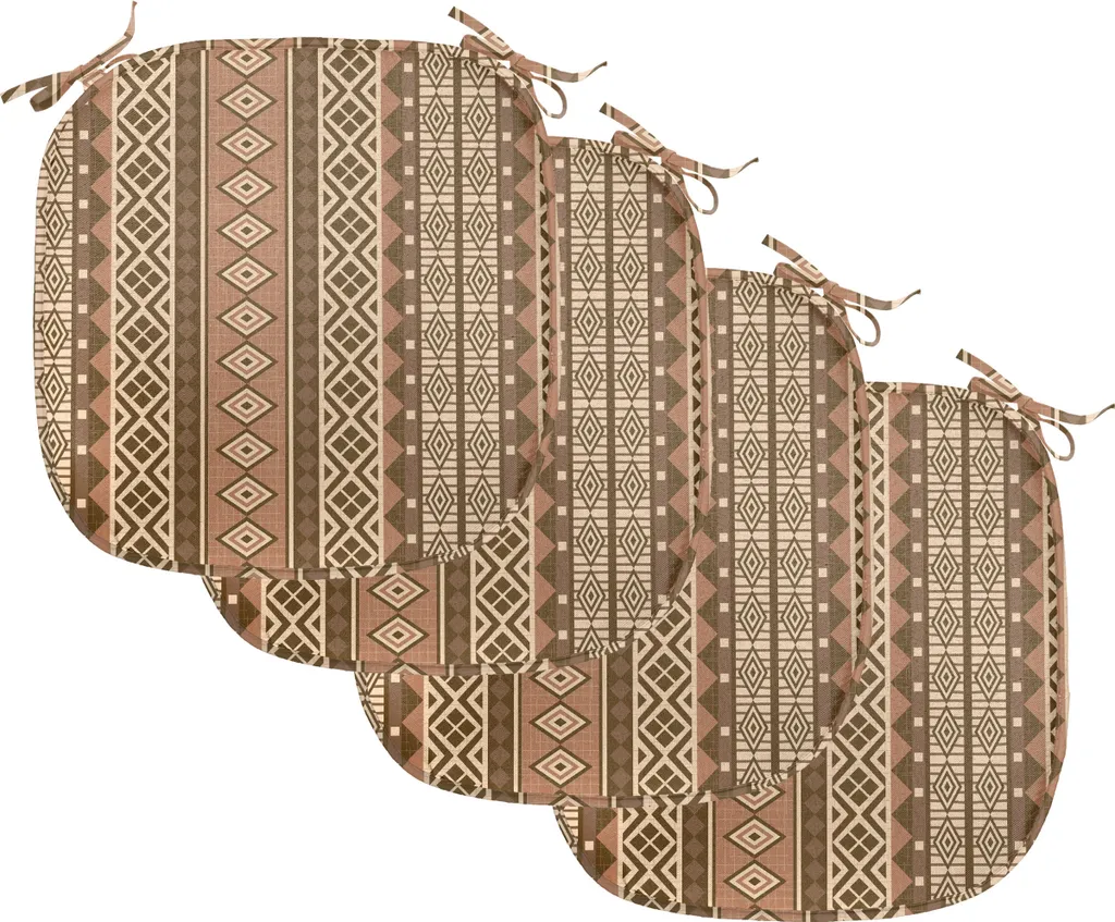 Set 4 Cuscini ABAKUHAUS 40x40 Impermeabili Rombi Africani Marrone