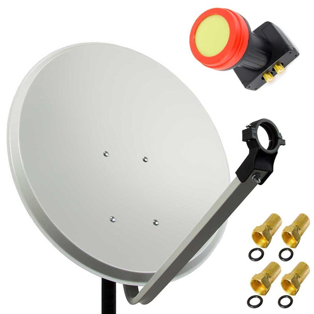 PremiumX 45cm Satellitenschüssel Stahl Hellgrau PX-SUN Twin Produktbild 
