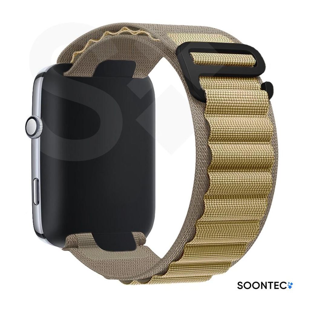 SOONTEC Premium Nylon Loop Armband für Apple Watch Ultra 1/2/3 & Series 1-11 – Robustes Outdoor-Sportarmband mit G-Hook Verschluss - in Senfgelb