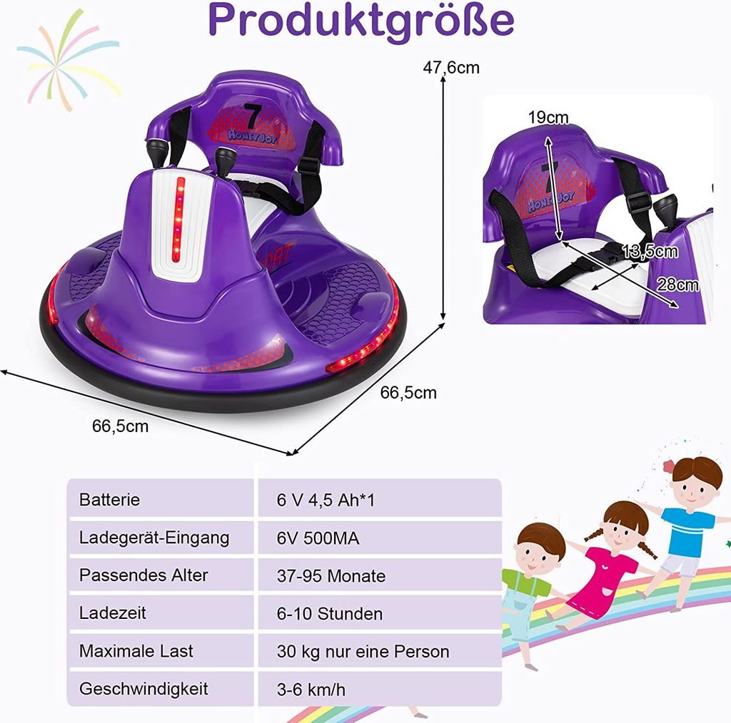 COSTWAY jeździk dla dzieci 3-6 km/h, 360 stopni i funkcja Zdjęcie produktu 5