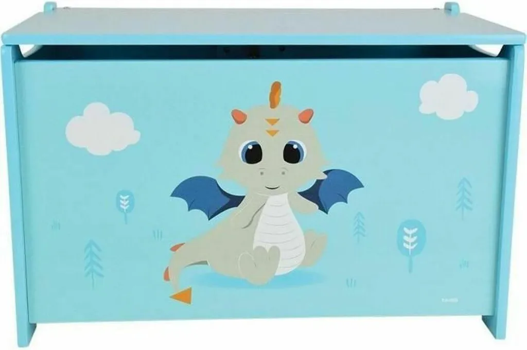 Coffre à jouets en bois robuste LEON THE DRAGON 58 cm de longueur