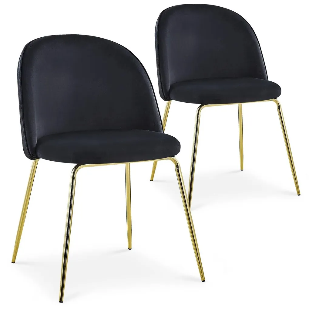 MENZZO Lot de 2 chaises Spectra en velours noir au design chic