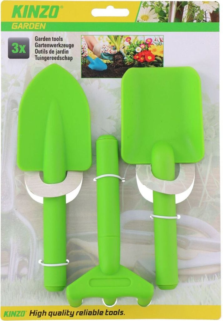Kinder Gartenwerkzeug Schaufel, Rechen & Spantenschaufel aus Kunststoff 3 Farben, Farbe:grün