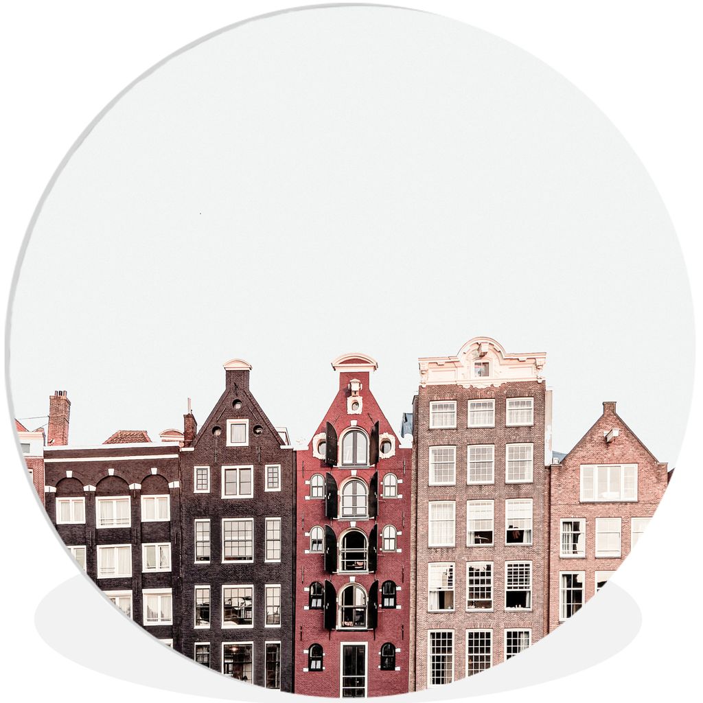 MuchoWow Rundes Wandbild - Runde Bilder Amsterdam - Architektur - Häuser - Straße Ø 90 cm Kreis Wanddekoration Kunststoff - Wandkreis - Wandsc...