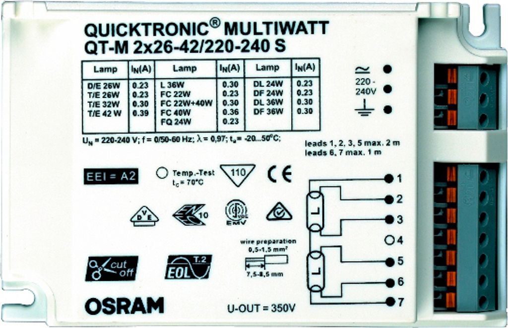 Osram Vorschaltgert EVG Quicktronic QT-M 84W 2x26-42/220-240 S