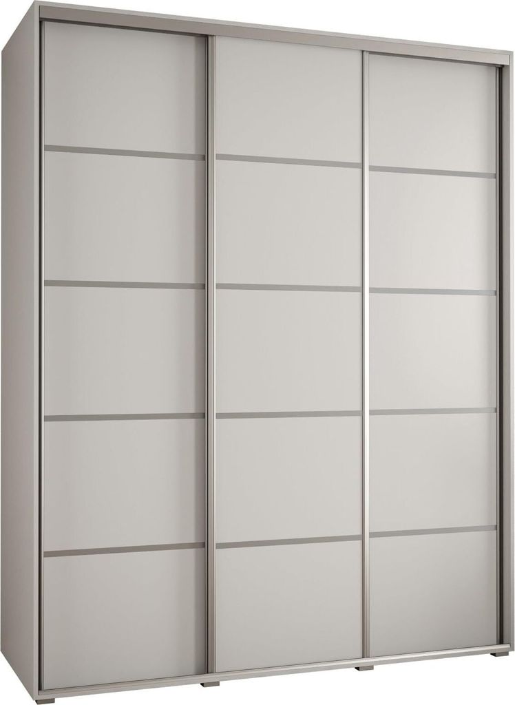 MEBLE KRYSPOL Davos 4 Schrank, drei Türen - 235,2x200x60 cm - Weiß Weiß Silber