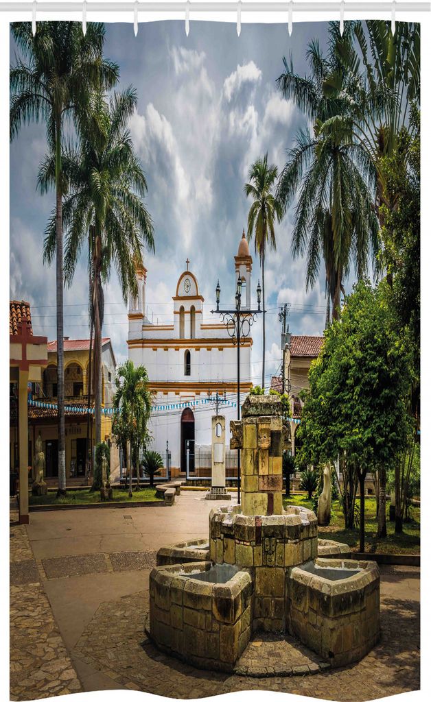 ABAKUHAUS Marmor Schmaler Duschvorhang, Grunge Naturstein, Badezimmer Deko Set aus Stoff mit Haken, 120 x 180 cm, Weiß Grau