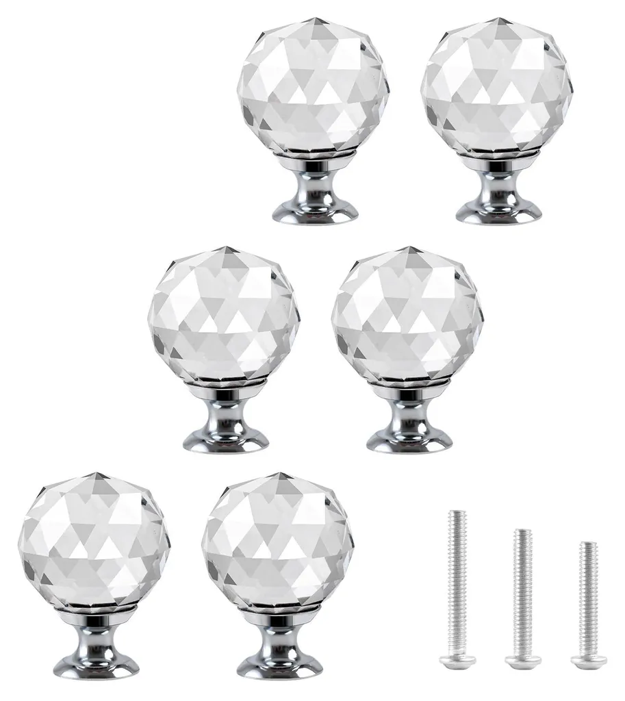Bouton de meuble losange en cristal transparent 30 mm haute qualité