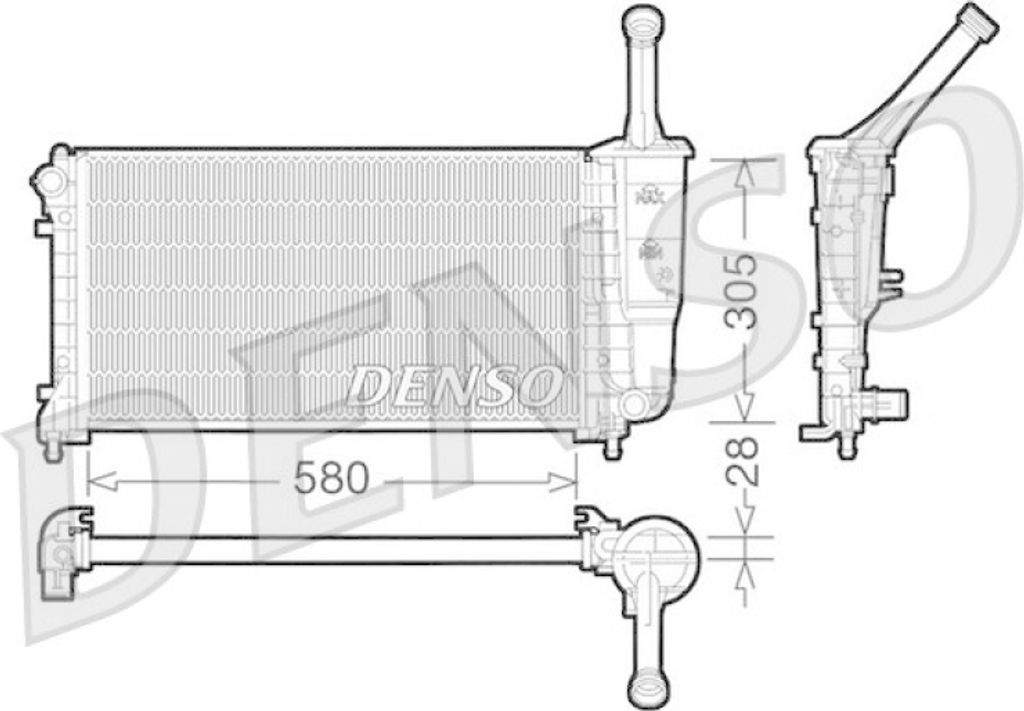 DENSO DRM09106 Kühler Wasserkühler Motorkühler für FIAT Idea (350) für LANCIA YPSILON (843)