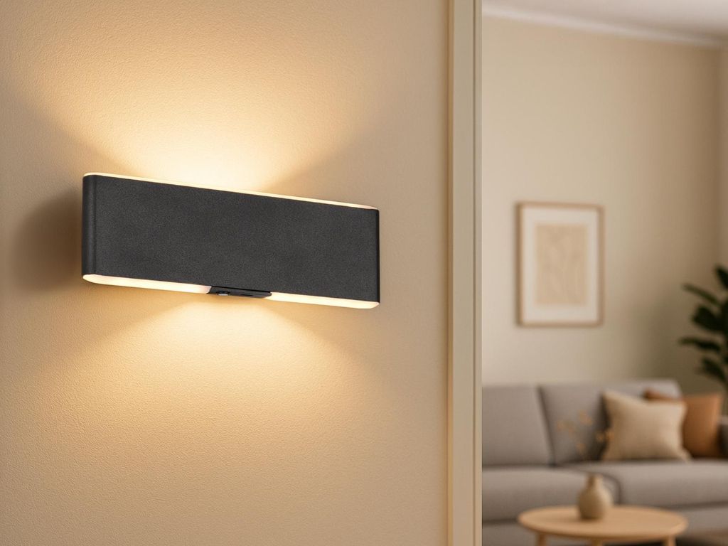 LED Akku Wandleuchte kabellos ohne Stromanschluss, USB aufladbar Schwarz B: 22cm