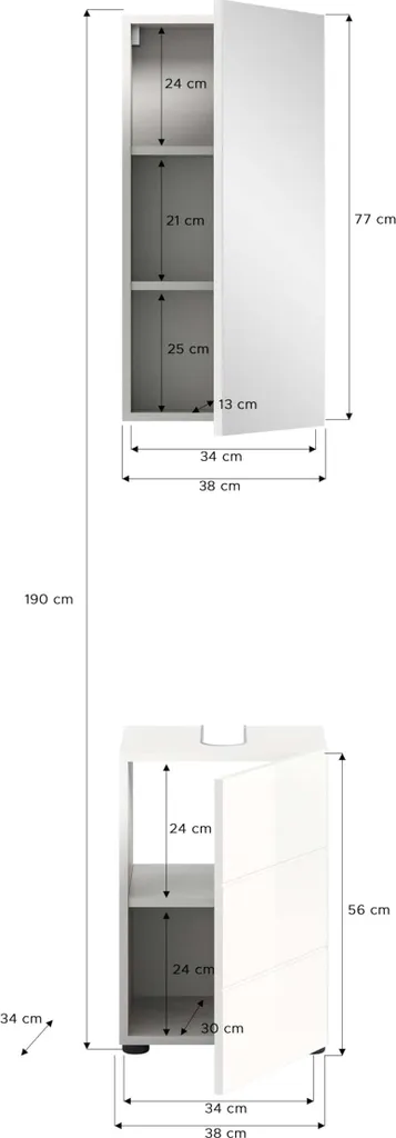 Aménagement Salle de Bain Rootz Blanc - Solution de Rangement 2 Pièces