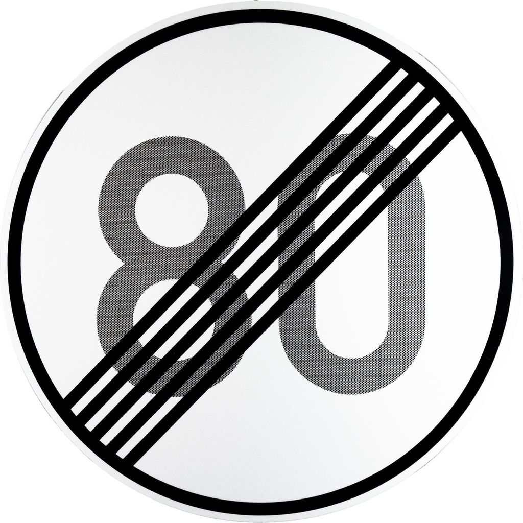 ORIGINAL Verkehrszeichen 278-80 * Ende der zulässigen Höchstgeschwindigkeit 80 km/h * 600 mmØ nach StVO und RAL-Gütebedingungen Verkehrsschild ...