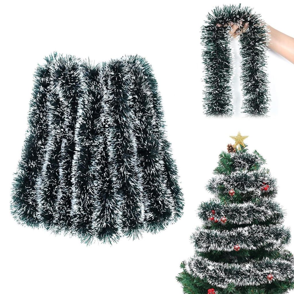 Weihnachtsgirlande 10m Grün-Weiß Künstlich PVC Produktbild 