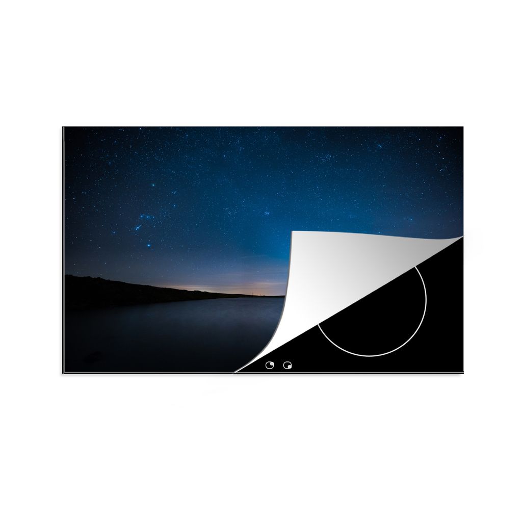 KitchenYeah Herdabdeckplatte Sternenhimmel - Wasser - Mond , 81x52cm, Küche Deko, Glaskeramikkochfeld Herdabdeckung, Abdeckplatte fùr Kochfeld
