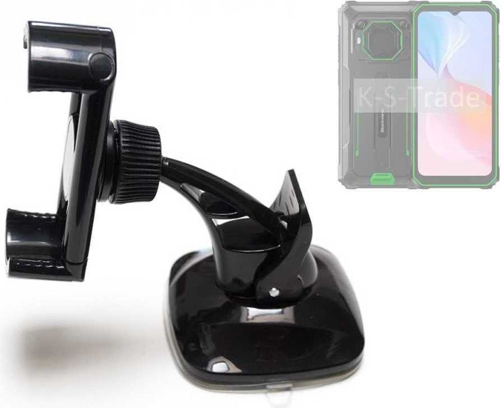 K-S-Trade kompakte Handy-Halterung Windschutzscheibe kompatibel mit Blackview BV6200 Pro Armaturenbrett schwarz Autohalterung KFZ Halter