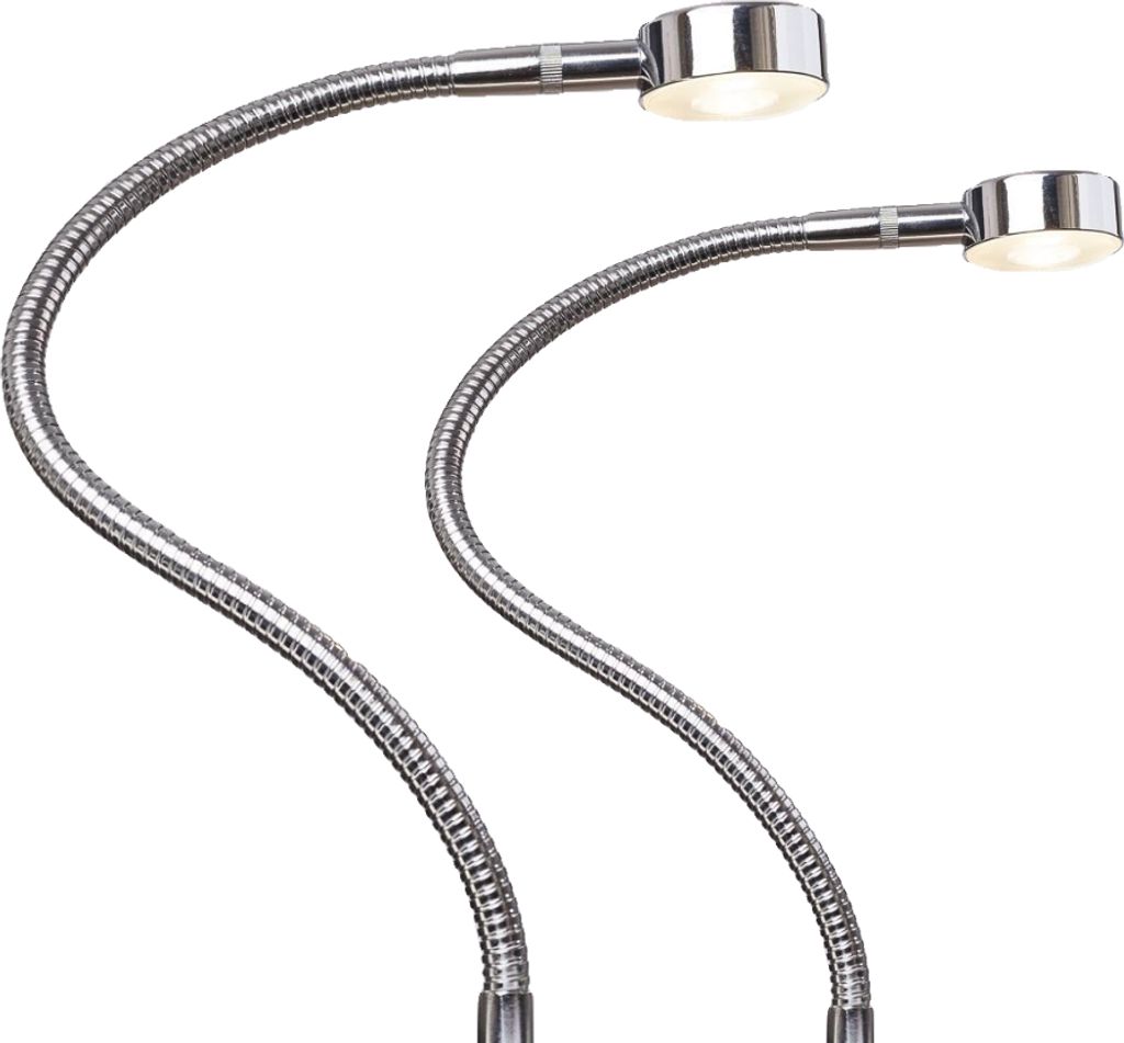 kalb | LED Leseleuchte Bettlampe Flexleuchte chrom silbergrau Touch Schalt Verchromt 2er Set