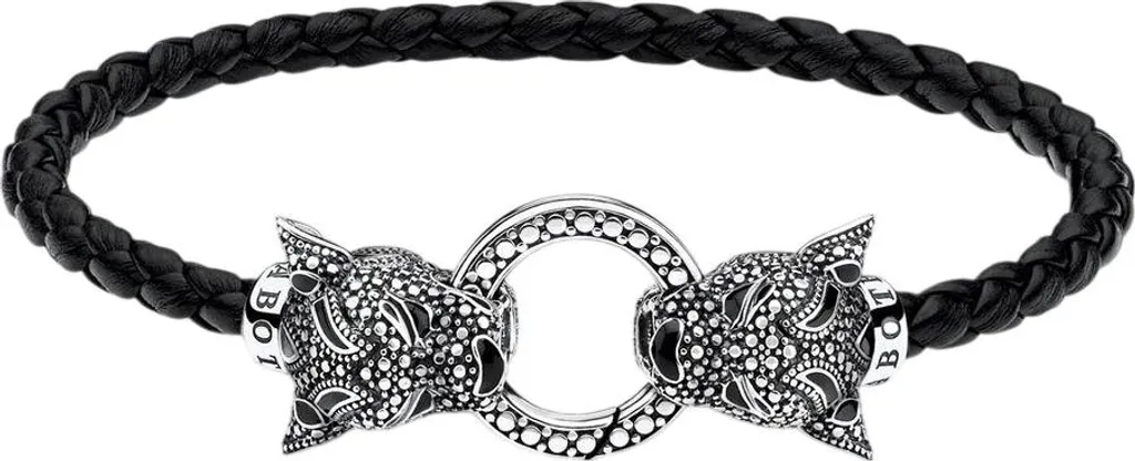 Bracelet Unisexe Thomas Sabo Idéal Cadeau Bijou Argent Chat Noir 19 cm