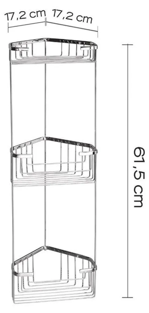 Serviteur de douche d'angle chrome inox avec 3 tablettes de rangement - 3
