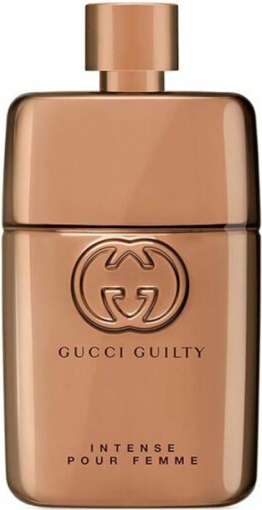 A product shot of a Gucci Guilty Intense Pour Femme Eau de Parfum bottle.