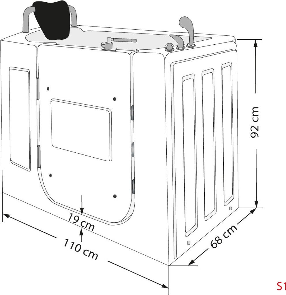 Sitzbadewanne Senioren Wanne Sitzwanne mit Tür S08-TH-A-L Produktbild 3