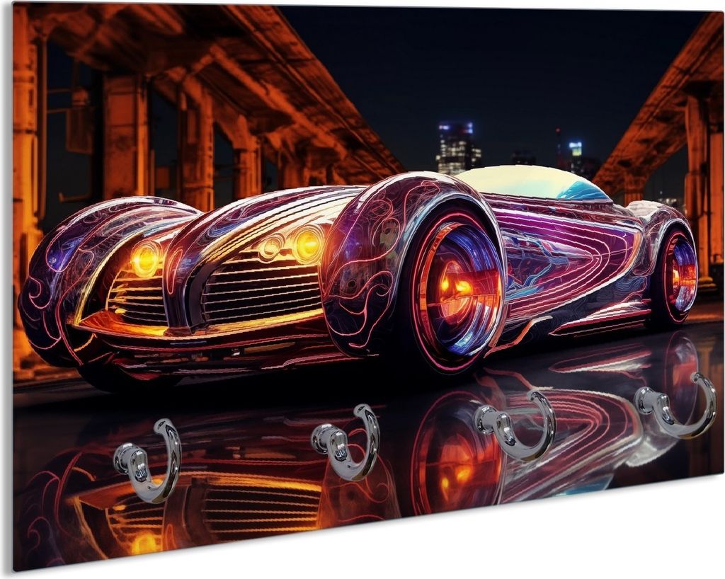 Wallario Handtuchhalter aus Glas, Motiv: Lichtspiel-Roadster, 30 x 20 cm mit 4 Haken