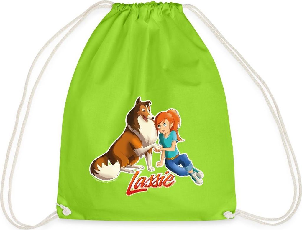 Spreadshirt Lassie Zusammen Mit Zoé Turnbeutel, One size, Neongrün