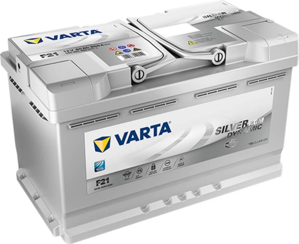 A VARTA Silver Dynamic AGM XEV car battery is shown against a white background.
