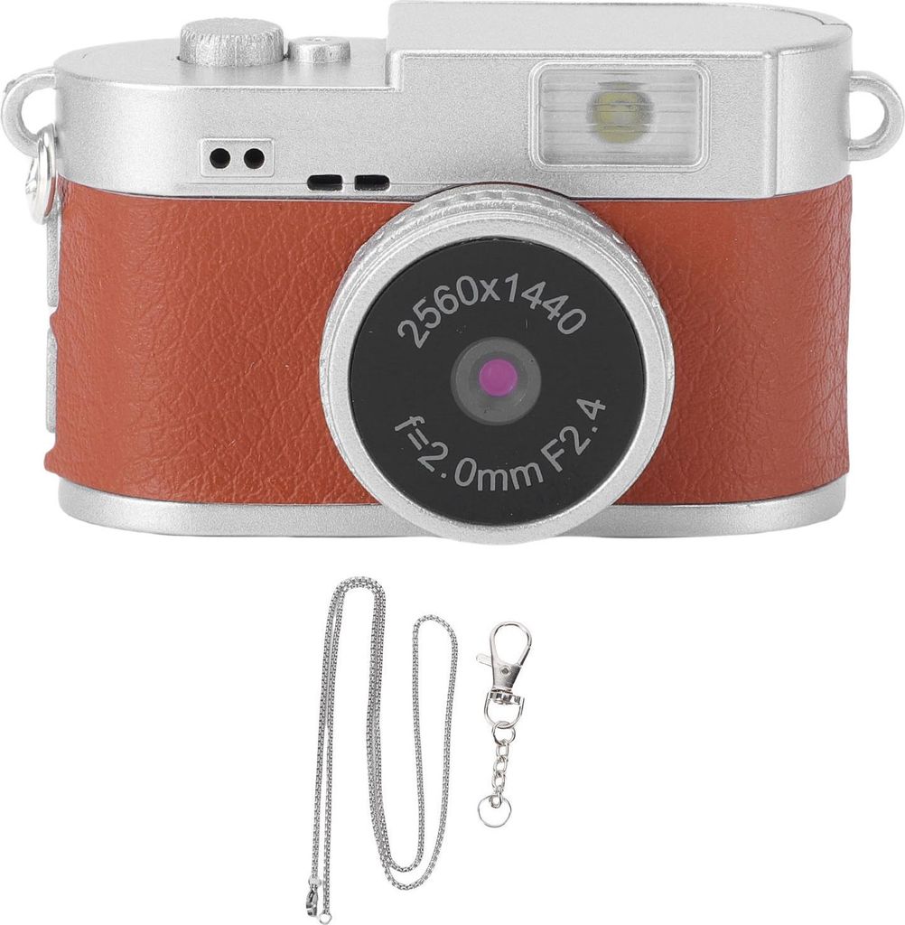 Schlüsselanhänger-Kamera, 2K FHD-Video, 2 MP Foto, 1,47-Zoll-Farbbildschirm, eingebaute 4 Filter, LED-Blitz, wiederaufladbar, klein, Retro-Digita...