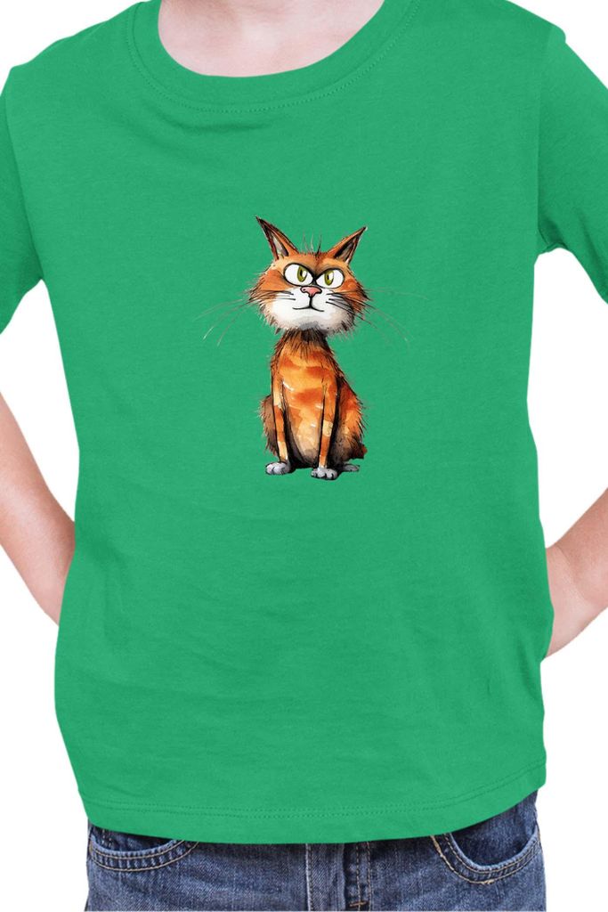 Kinder T-Shirt Funny Cats Breeds Manx Cat, 9-11 Jahr - 140 / Grün