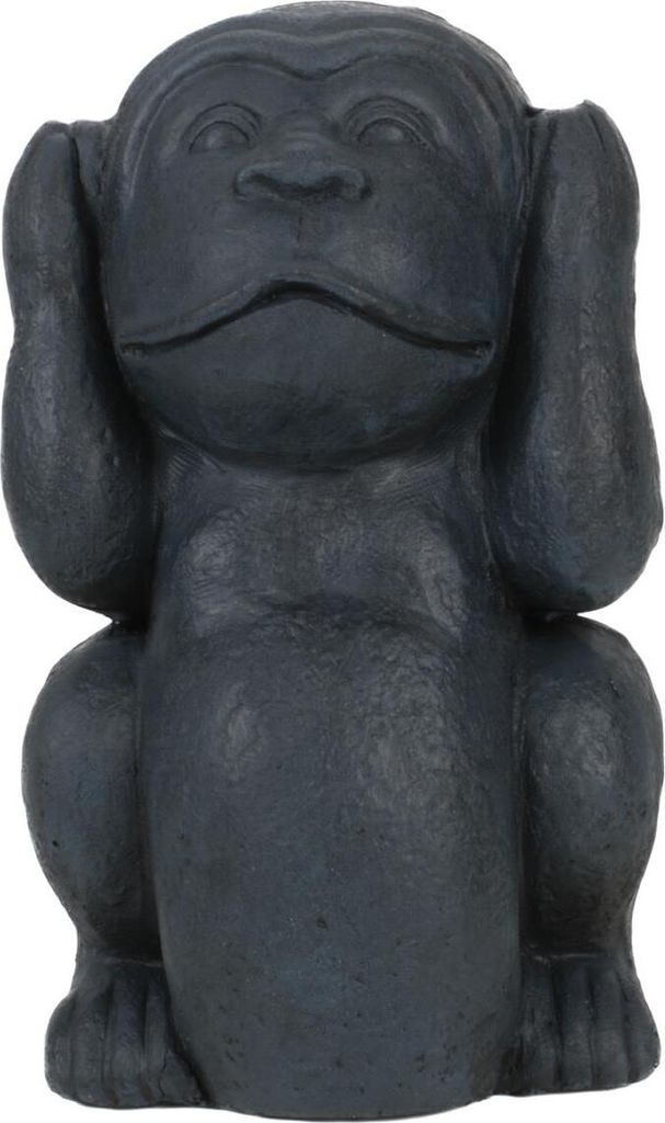 Dekofigur Affe nicht hören, Gorilla mit zugehaltenen Ohren, für Haus oder geschützte Terrassen- bzw. Balkon-Bereiche