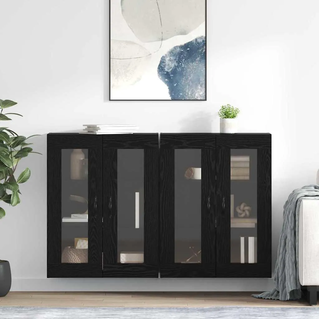 vidaXL Armadi a muro 2 pezzi look rovere nero