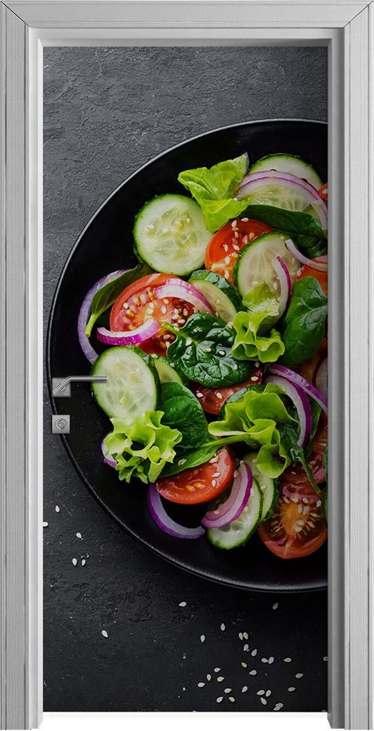Tür Selbstklebende 90x210 cm Türfolie Türtapete Klebefolie - Gemüsesalat in Teller
