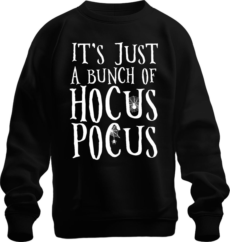 It's Just a Bunch of Hocus Pocus Halloween Hexe Spinnennetz Retro Uni Sweatshirt Pullover, Schwarz, 3XL